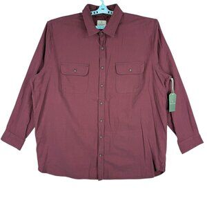 Mutual Weave Men Button-Up Long Sleeve Red Chambray Shirt Sz 2XLT Big & Tall NWT